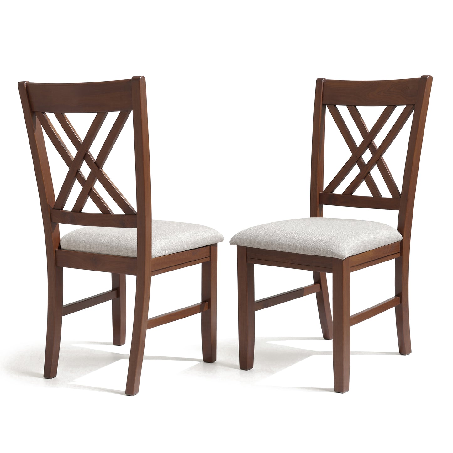 Cross-Back Dining Chairs Set of 2, Rustic Solid Wood Dining Chairs for Kitchen, Dark Walnut