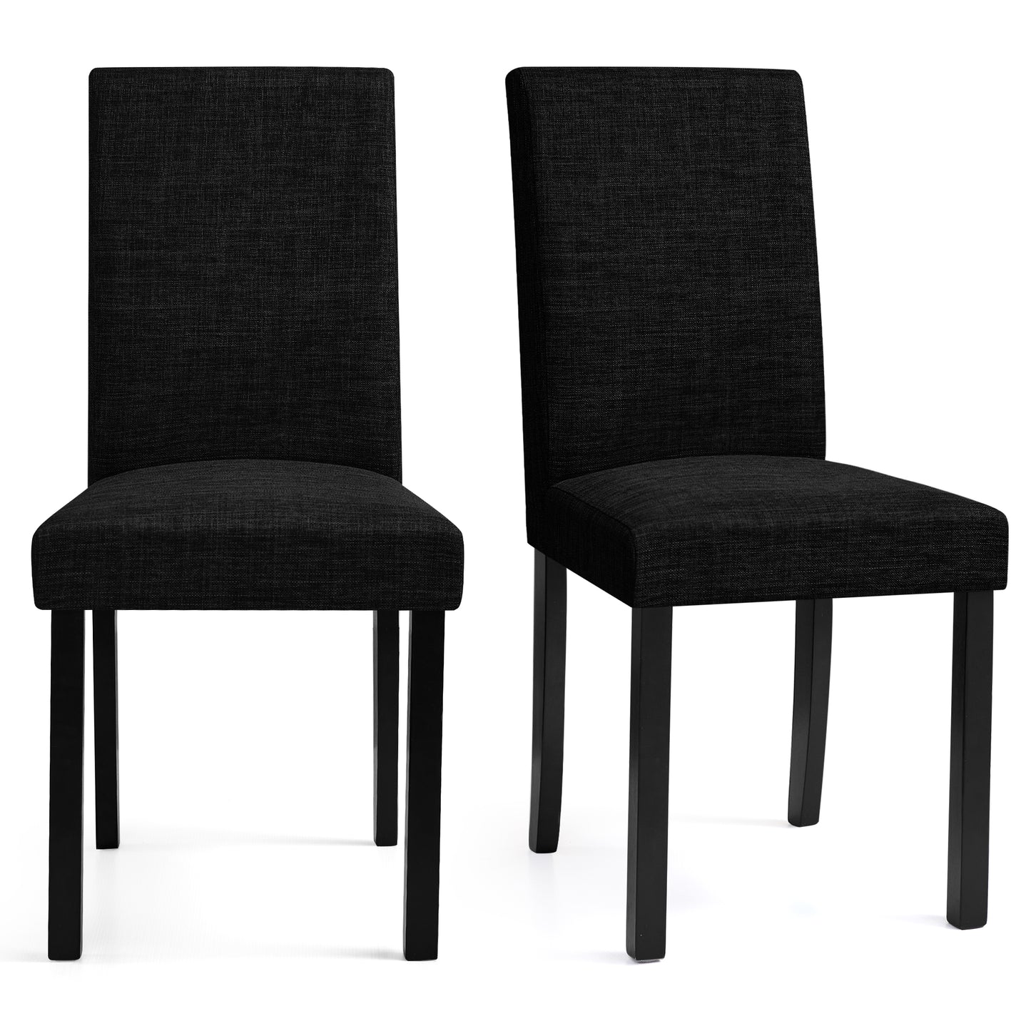 Linen Dining Chairs Set of 2, Upholstered Fabric Chairs with Solid Wood Legs for Kitchen Dining Room, Light Gray