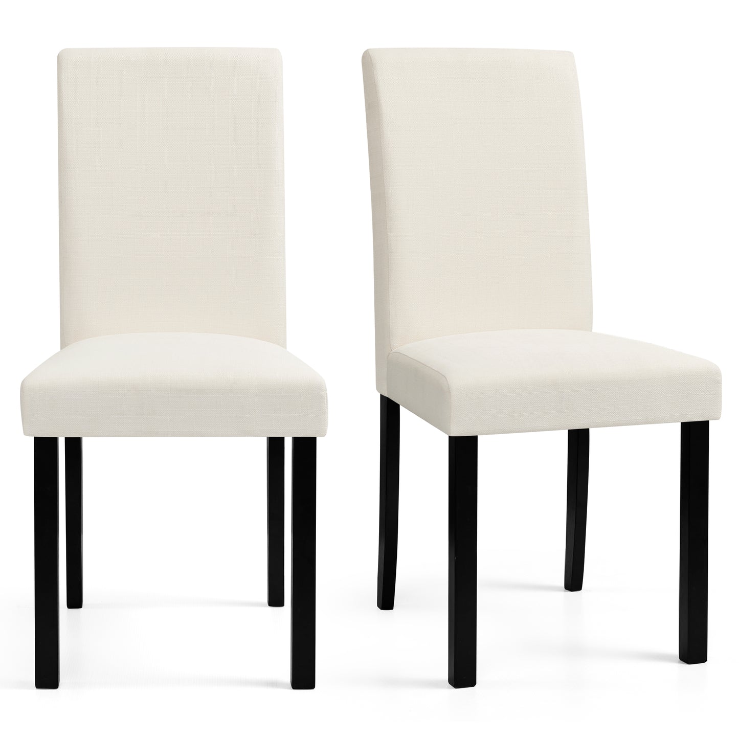 Linen Dining Chairs Set of 2, Upholstered Fabric Chairs with Solid Wood Legs for Kitchen Dining Room, Light Gray