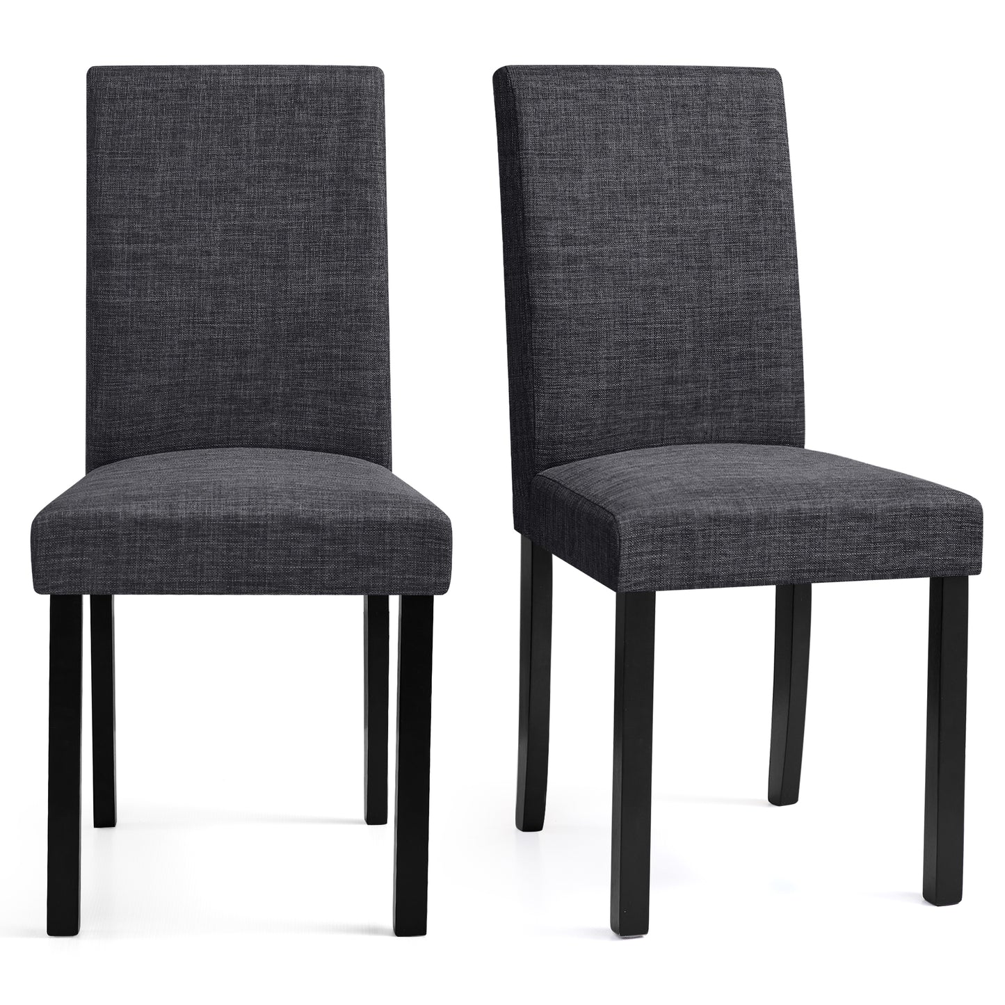 Linen Dining Chairs Set of 2, Upholstered Fabric Chairs with Solid Wood Legs for Kitchen Dining Room, Light Gray