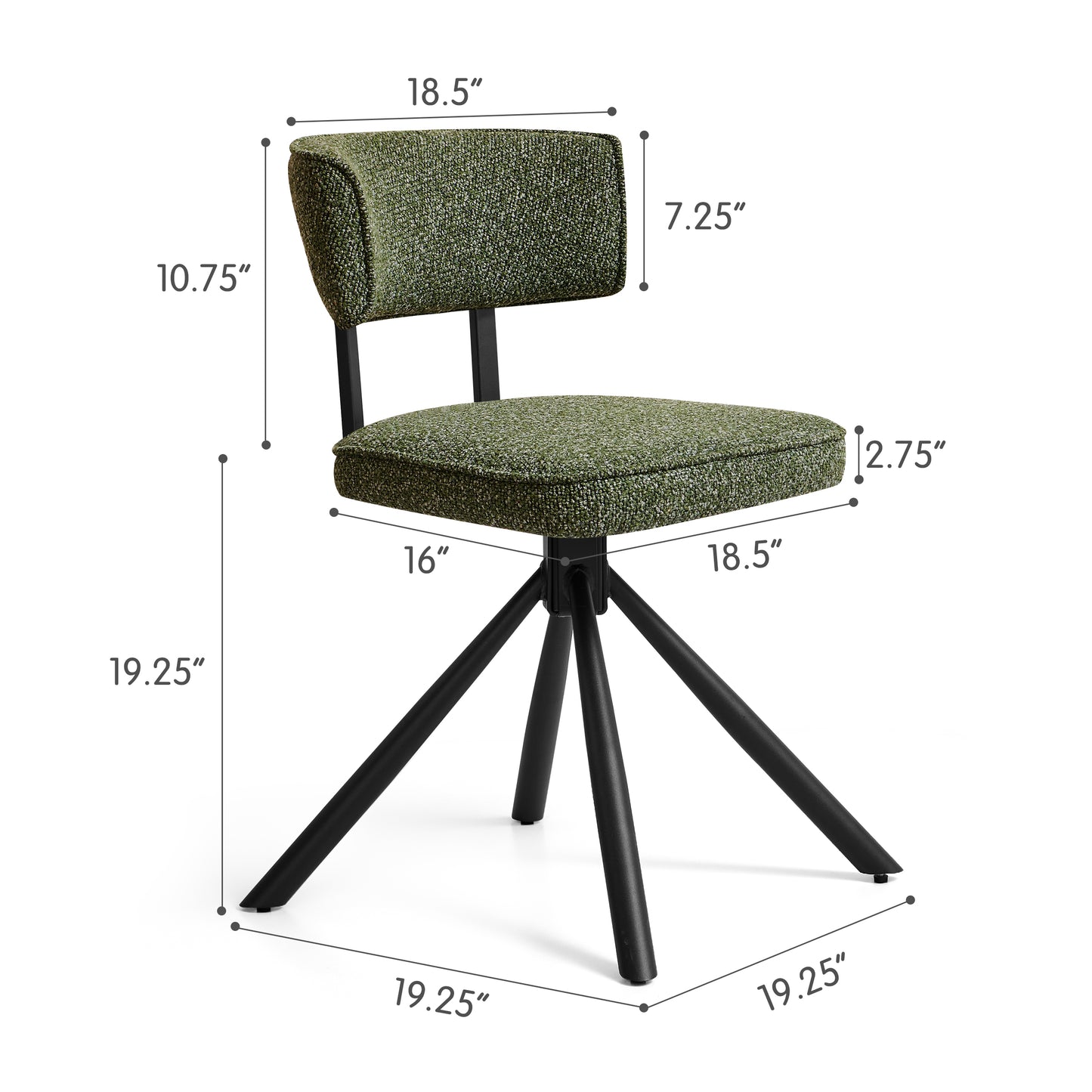 Dining Chairs Set of 2 Modern Fabric Kitchen Chairs Accent Chairs with Black Metal Legs, Champagne