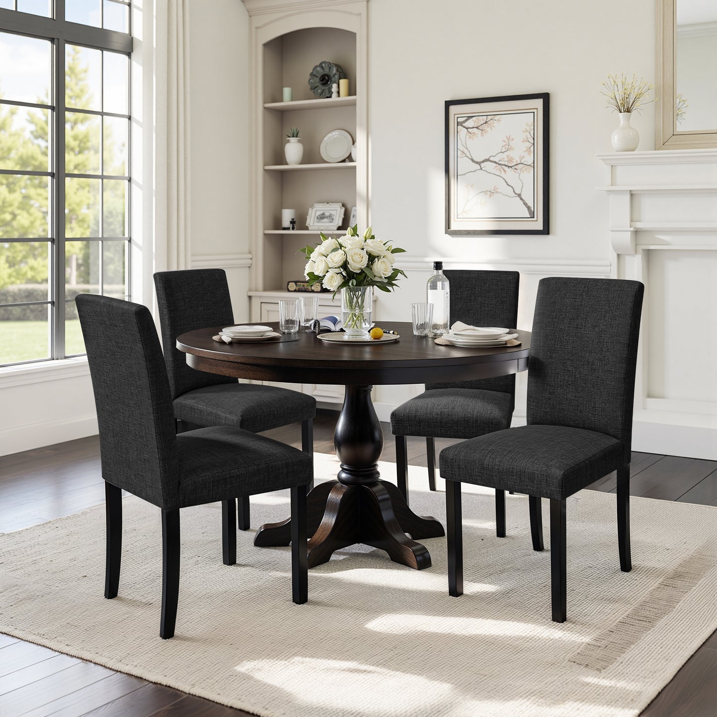 Hokway Dining Room Chairs, Parsons Diner Chairs Fabric Side Kitchen Chairs