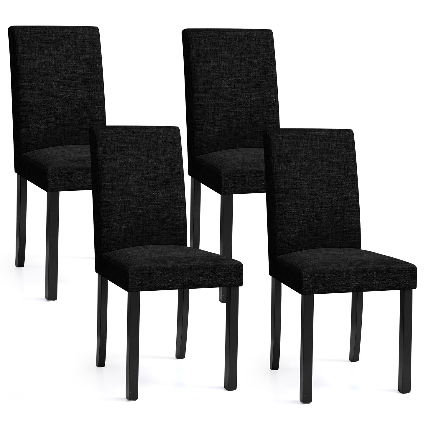 Linen Dining Chairs Set of 2, Upholstered Fabric Chairs with Solid Wood Legs for Kitchen Dining Room, Light Gray