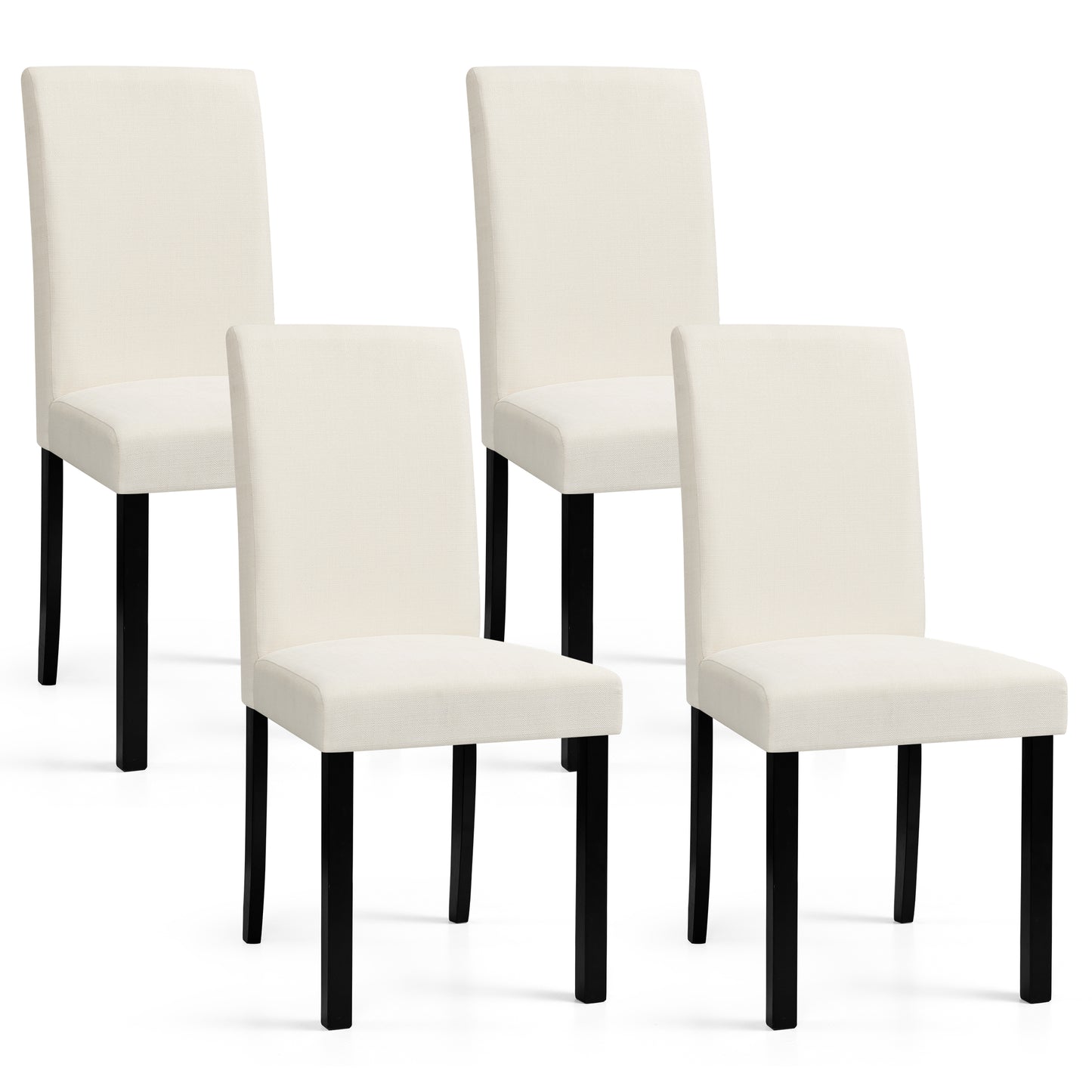 Linen Dining Chairs Set of 2, Upholstered Fabric Chairs with Solid Wood Legs for Kitchen Dining Room, Light Gray