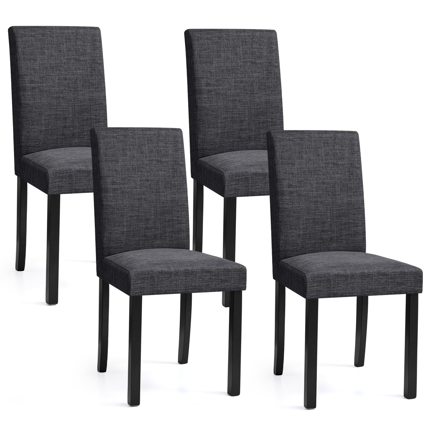Linen Dining Chairs Set of 2, Upholstered Fabric Chairs with Solid Wood Legs for Kitchen Dining Room, Light Gray