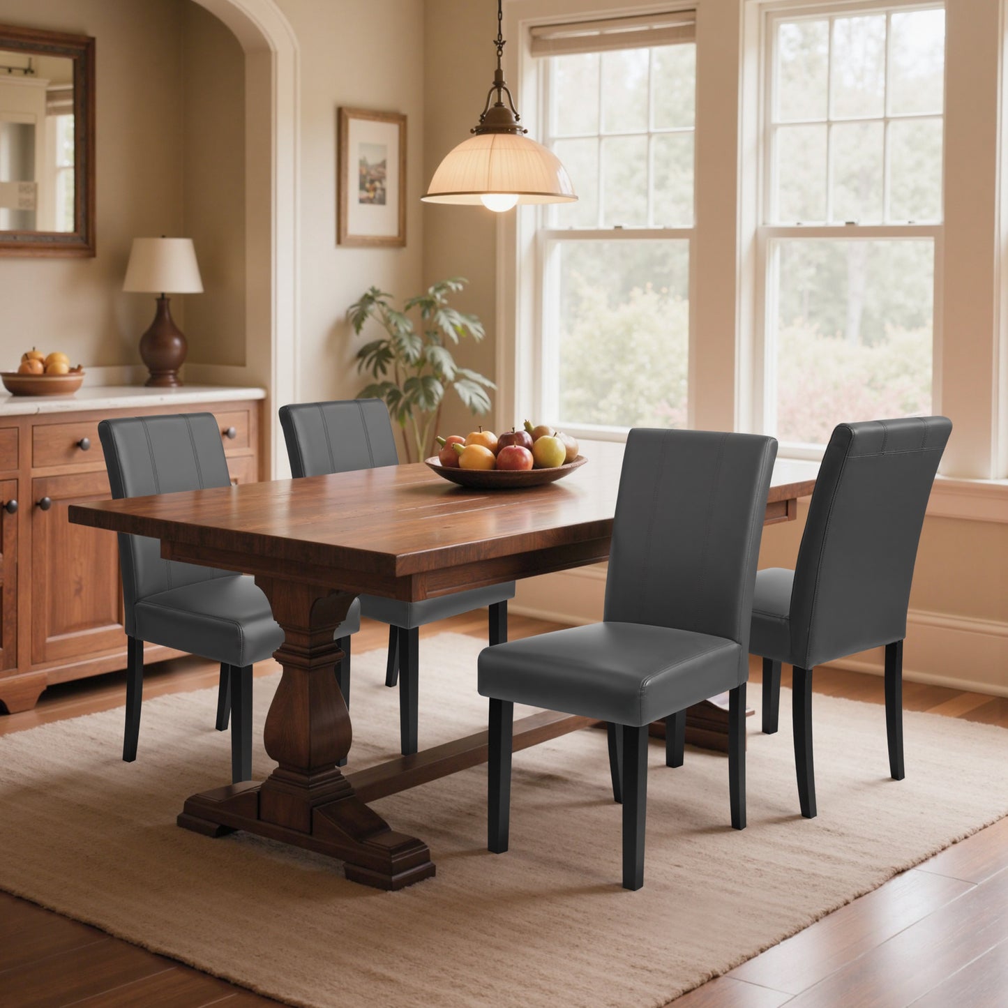 DyFun Upholstered Dining Chairs Set of 2, Modern Armless Parsons Style, PU Leather Dining Room Chairs for Dining Room