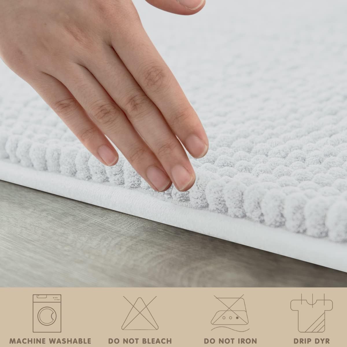Fassbel® Soft and Absorbent Chenille Bathroom Rugs for Tub Shower and Room,White Short Plush Bath Matt's for Bathroom Floor Non Slip,Premium Machine Washable Dry Bathroom Rugs (White,20"X32")