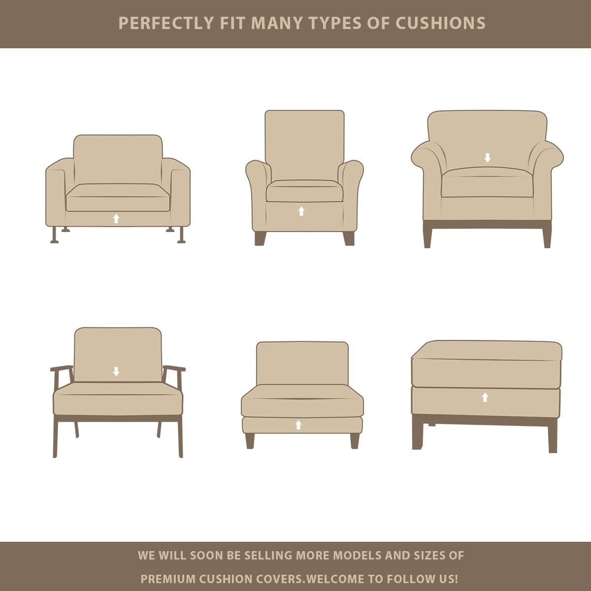 Fassbel® Stretch Couch Seat Cushion Covers Replacement,Soft Rv Camper Dinette Cushion Covers with Elastic Belt Machine Washable(Loveseat Cushion,Grey)