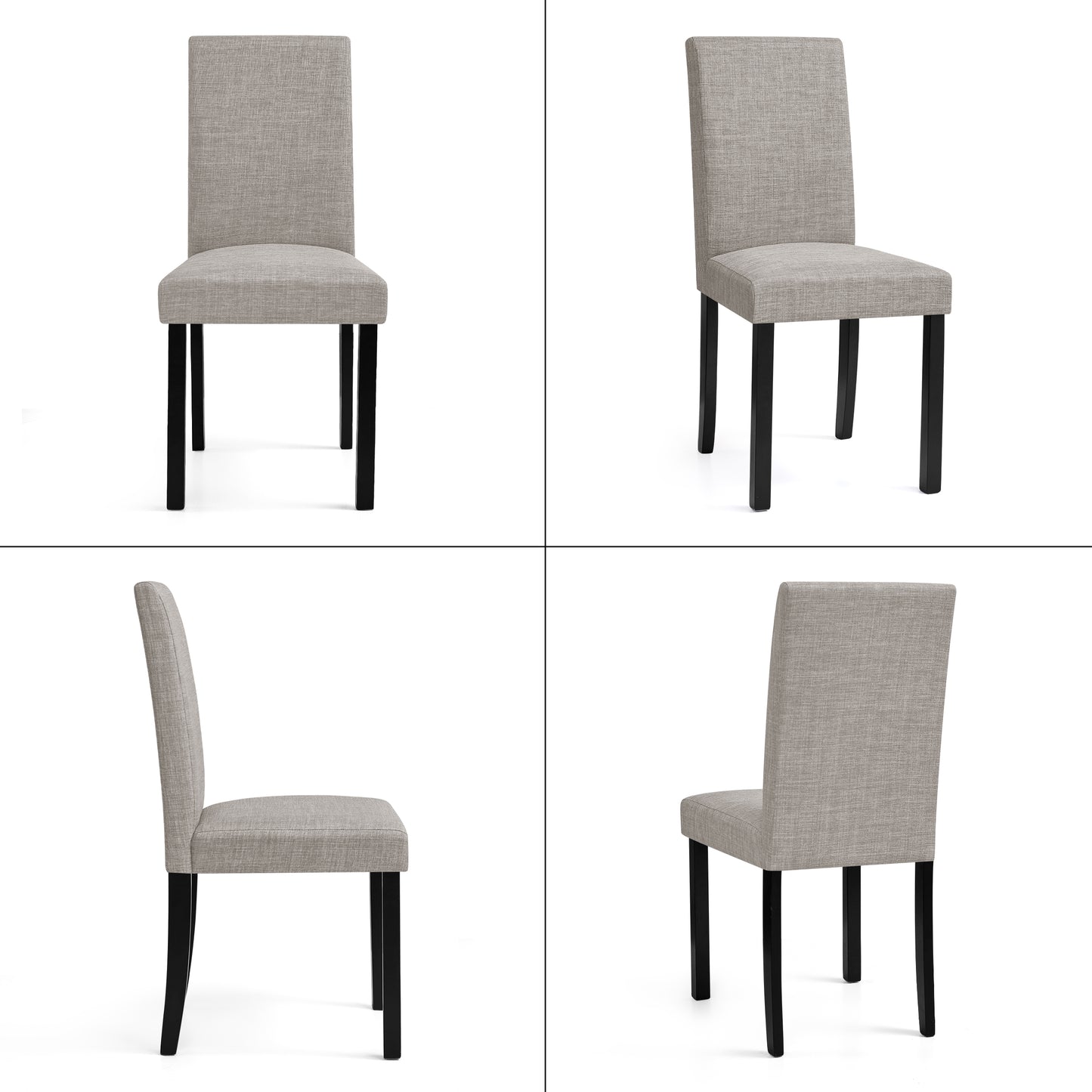 Linen Dining Chairs Set of 2, Upholstered Fabric Chairs with Solid Wood Legs for Kitchen Dining Room, Light Gray