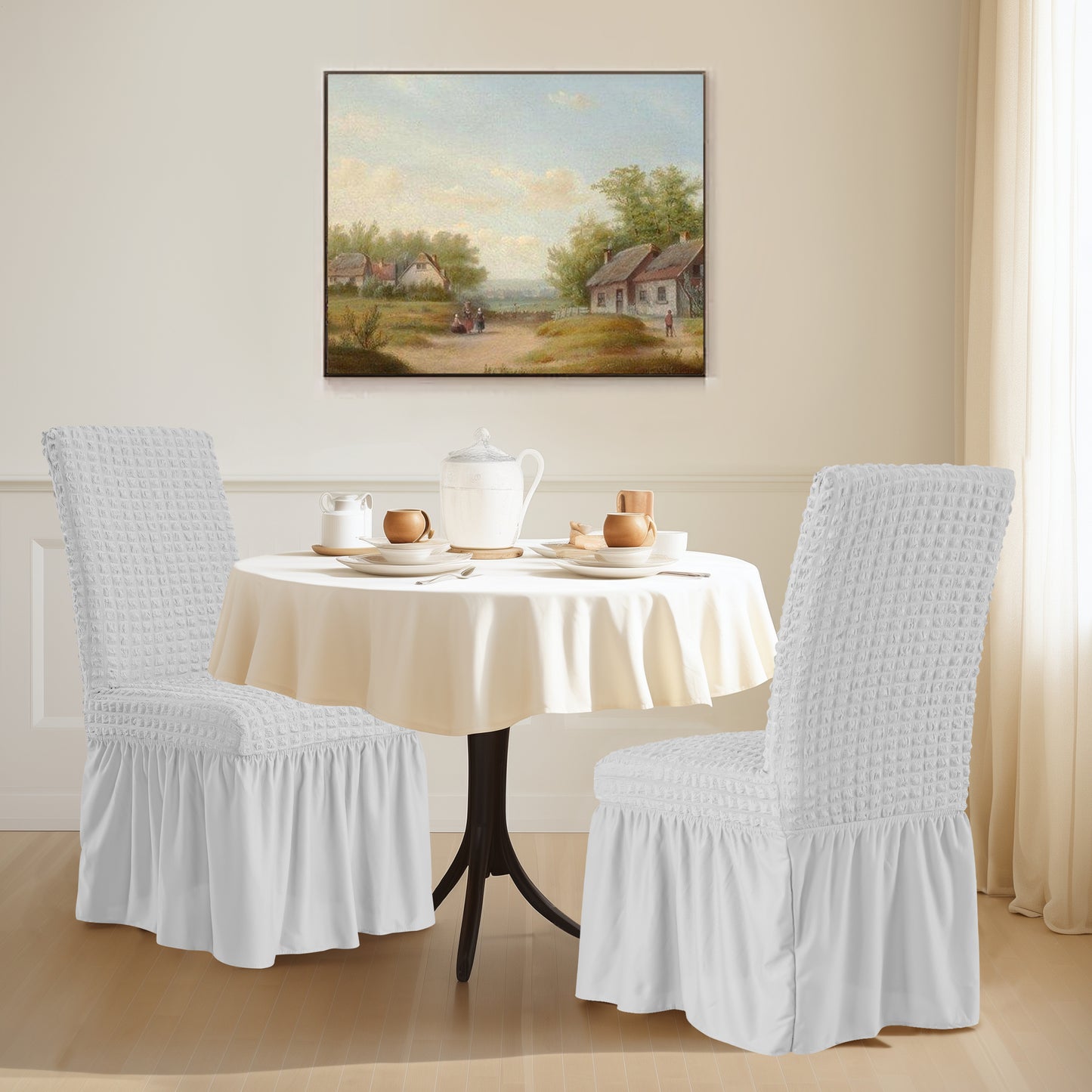 Skirt Dining Chair Covers French Country Stretch Slipcovers