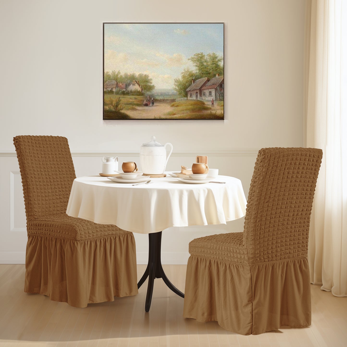 Skirt Dining Chair Covers French Country Stretch Slipcovers