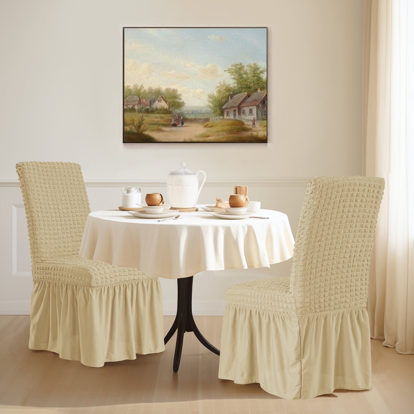Skirt Dining Chair Covers French Country Stretch Slipcovers