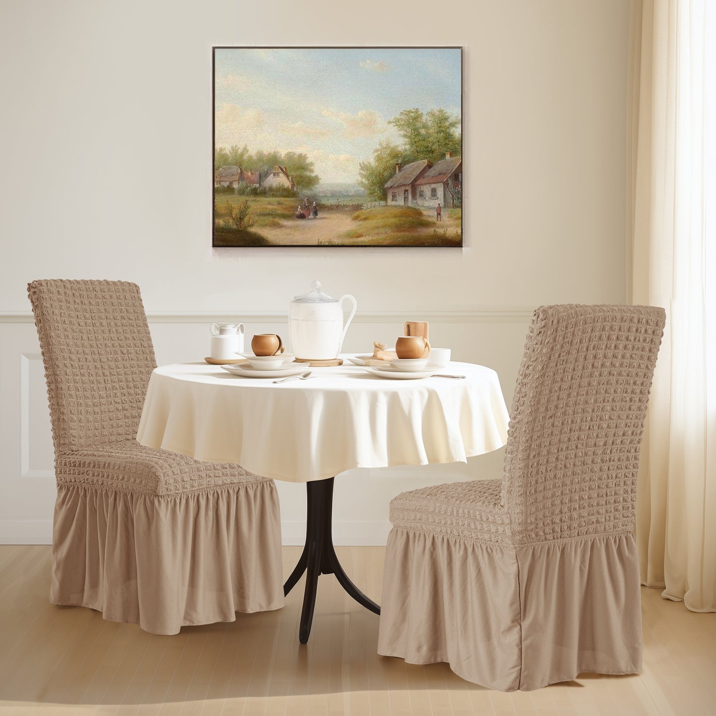 Skirt Dining Chair Covers French Country Stretch Slipcovers