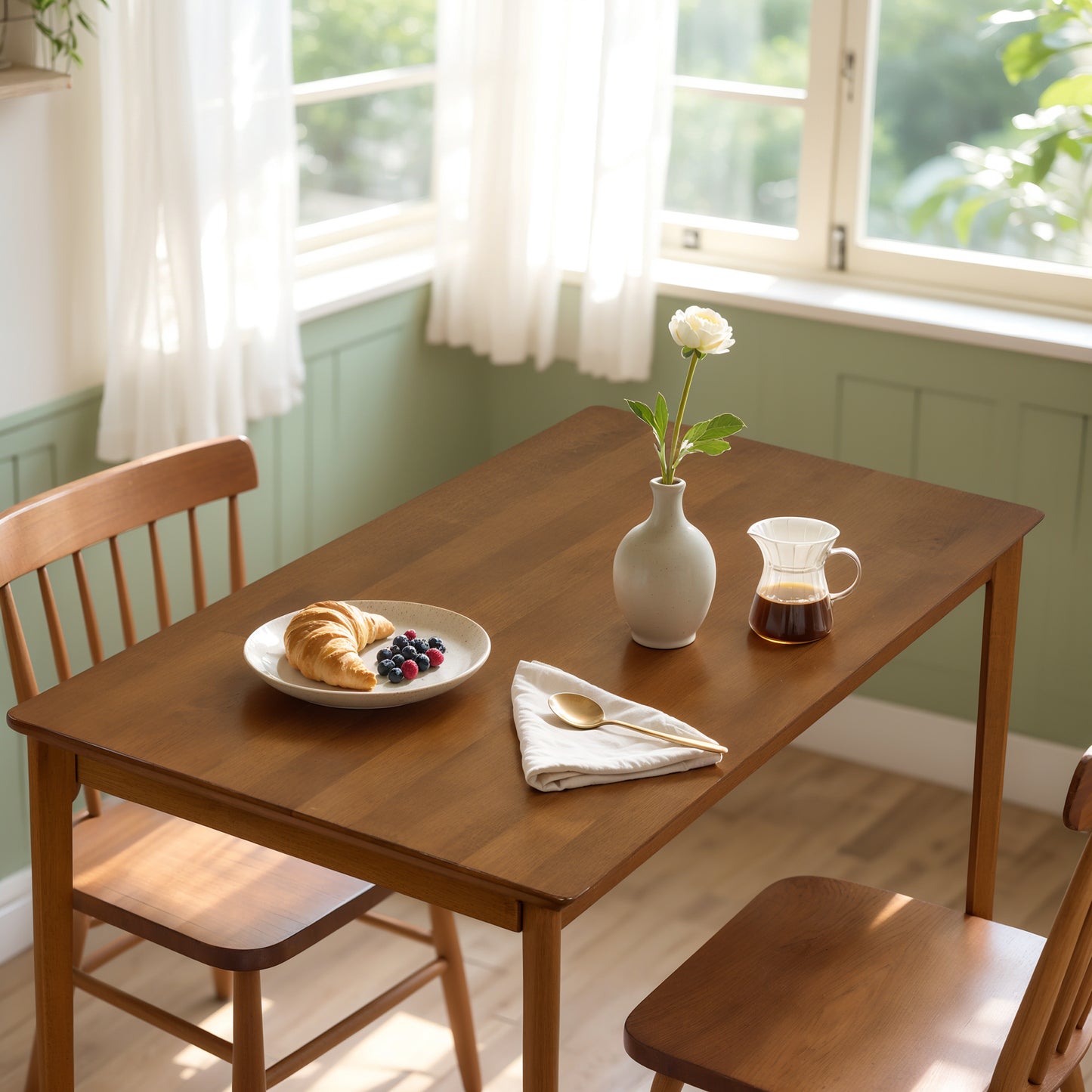 Indoor Dining Table, Solid Wood Rectangular Dining Table for Kitchen Dining Room, Walnut