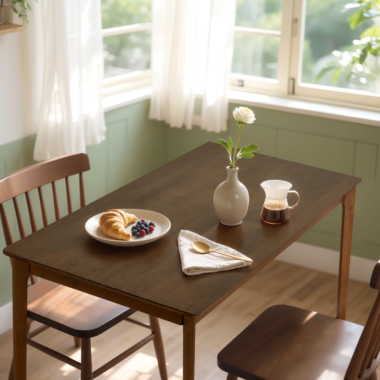 Indoor Dining Table, Solid Wood Rectangular Dining Table for Kitchen Dining Room, Walnut