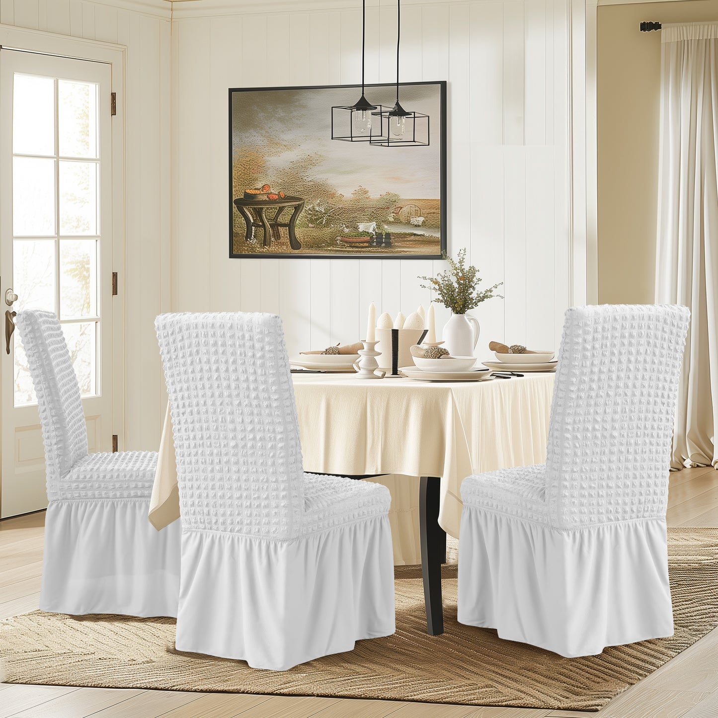Skirt Dining Chair Covers French Country Stretch Slipcovers