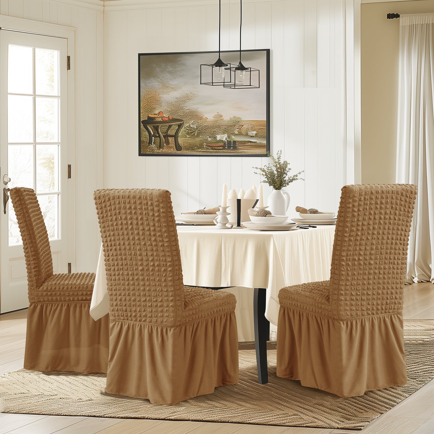 Skirt Dining Chair Covers French Country Stretch Slipcovers