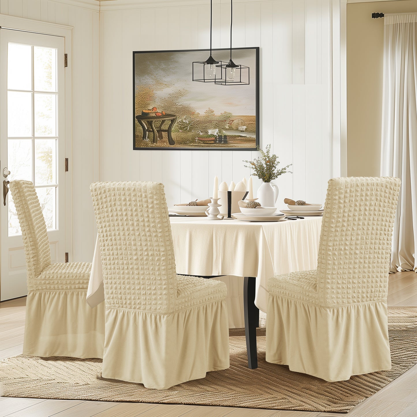 Skirt Dining Chair Covers French Country Stretch Slipcovers