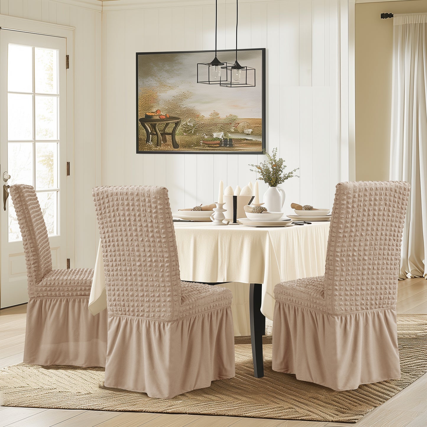 Skirt Dining Chair Covers French Country Stretch Slipcovers