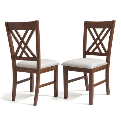 Cross-Back Dining Chairs Set of 2, Rustic Solid Wood Dining Chairs for Kitchen, Dark Walnut