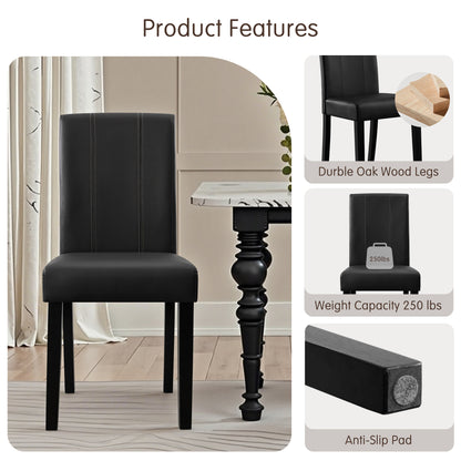 DyFun Upholstered Dining Chairs Set of 2, Modern Armless Parsons Style, PU Leather Dining Room Chairs for Dining Room