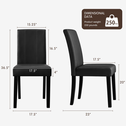 DyFun Upholstered Dining Chairs Set of 2, Modern Armless Parsons Style, PU Leather Dining Room Chairs for Dining Room