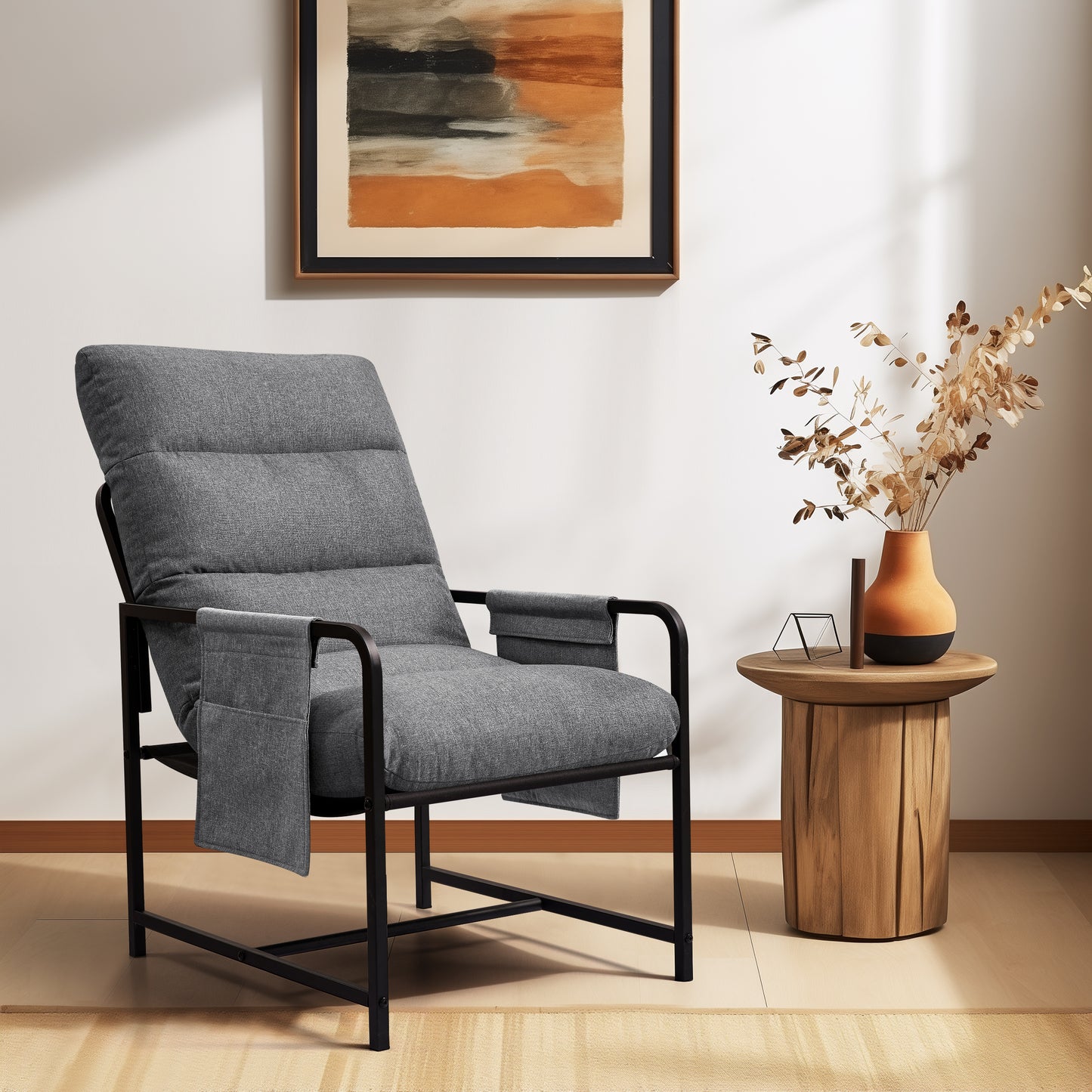 Accent Chair Mid Century Modern Armchair with Metal Frame, Comfy Lounge Chair for Living Room, Bedroom