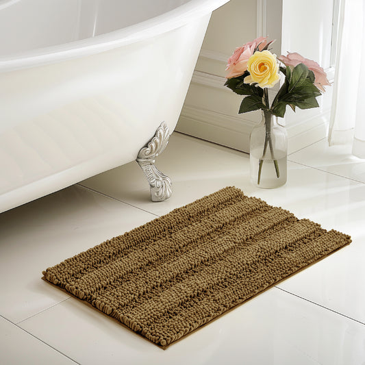 Chenille Non-Slip Bath Mat Bathroom Rugs, Soft Absorbent Shower Mat