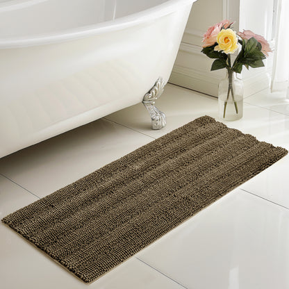 Chenille Non-Slip Bath Mat Bathroom Rugs, Soft Absorbent Shower Mat