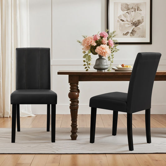 DyFun Upholstered Dining Chairs Set of 2, Modern Armless Parsons Style, PU Leather Dining Room Chairs for Dining Room