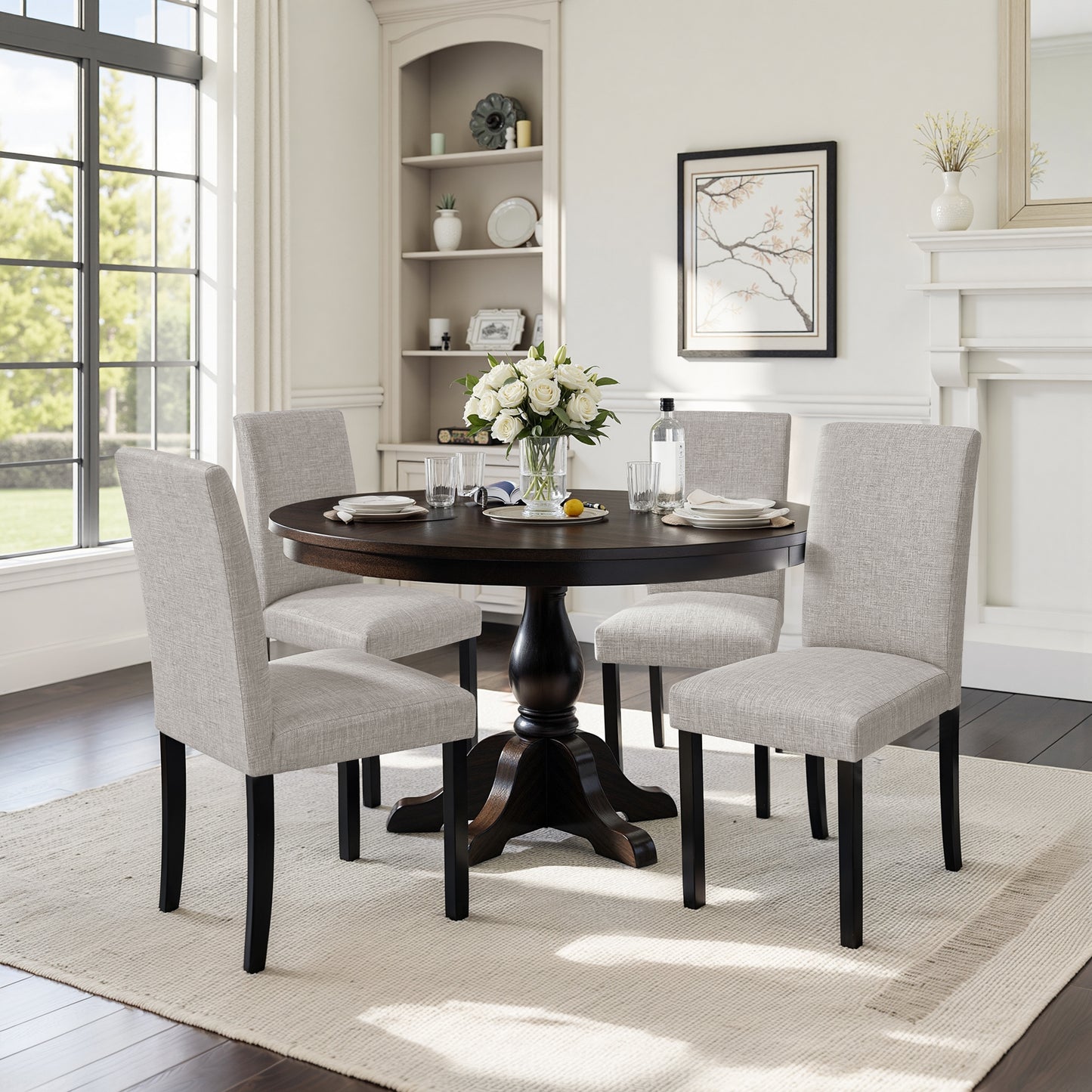 Hokway Dining Room Chairs, Parsons Diner Chairs Fabric Side Kitchen Chairs