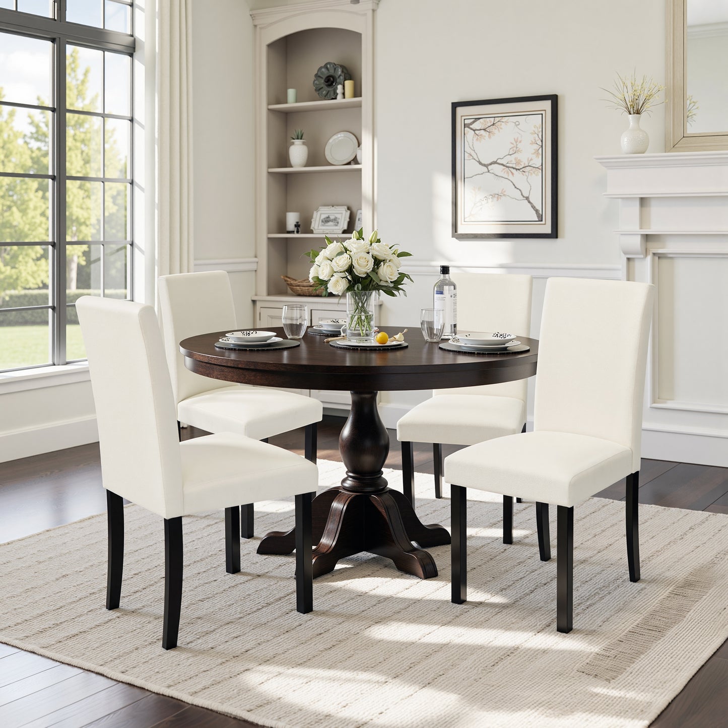 Hokway Dining Room Chairs, Parsons Diner Chairs Fabric Side Kitchen Chairs