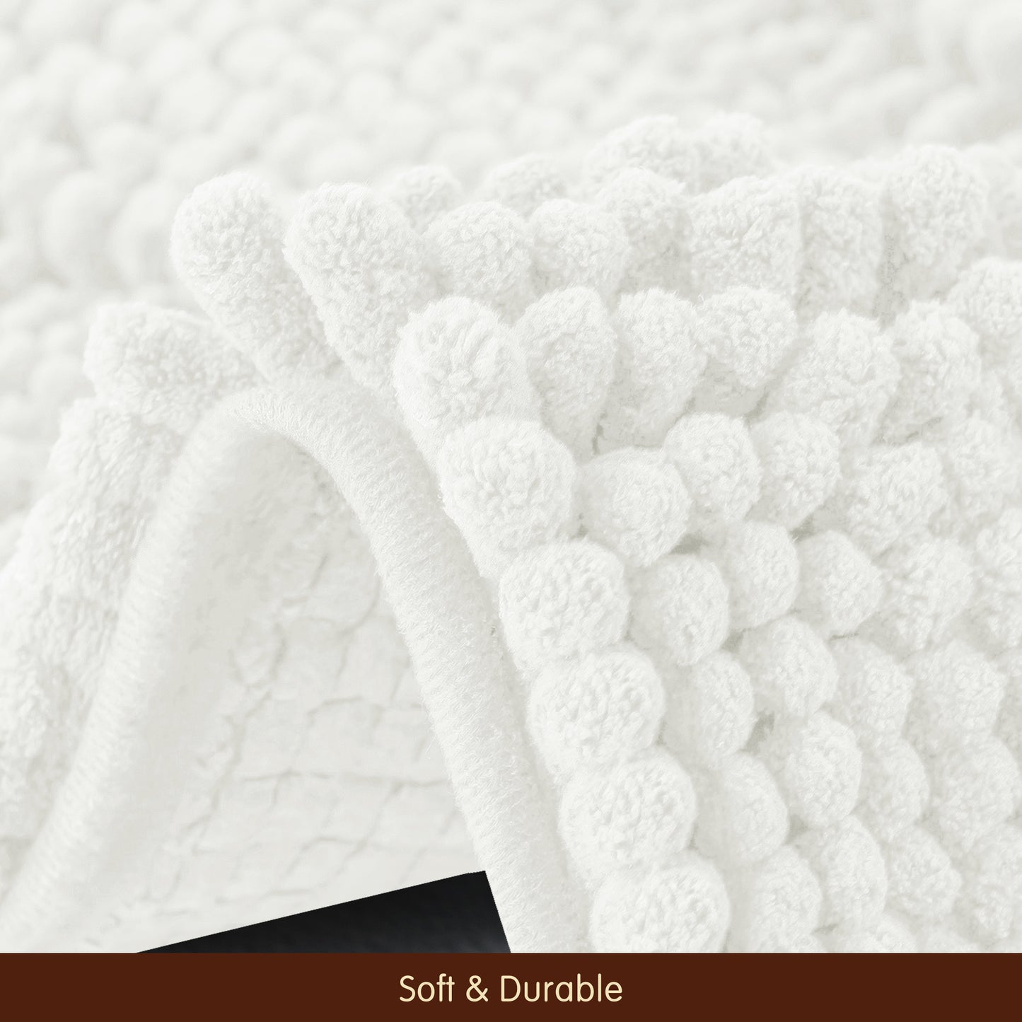 Chenille Non-Slip Bath Mat Bathroom Rugs, Soft Absorbent Shower Mat