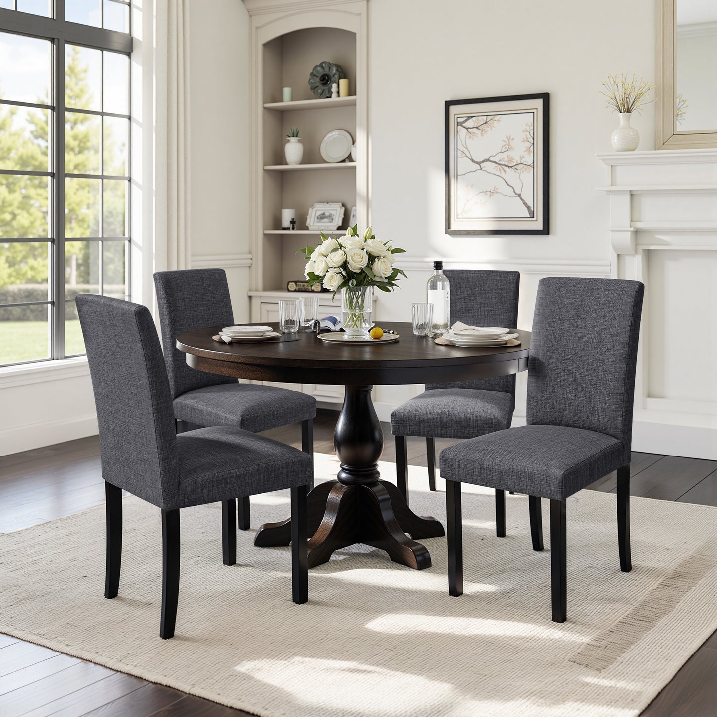 Hokway Dining Room Chairs, Parsons Diner Chairs Fabric Side Kitchen Chairs