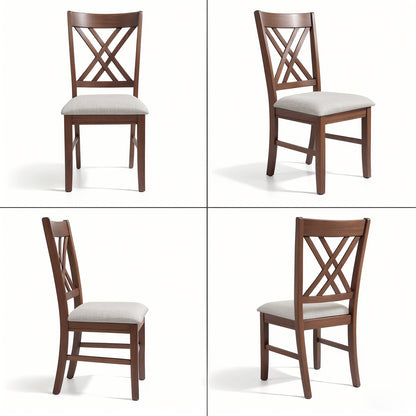 Cross-Back Dining Chairs Set of 2, Rustic Solid Wood Dining Chairs for Kitchen, Dark Walnut