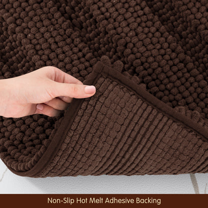 Chenille Non-Slip Bath Mat Bathroom Rugs, Soft Absorbent Shower Mat