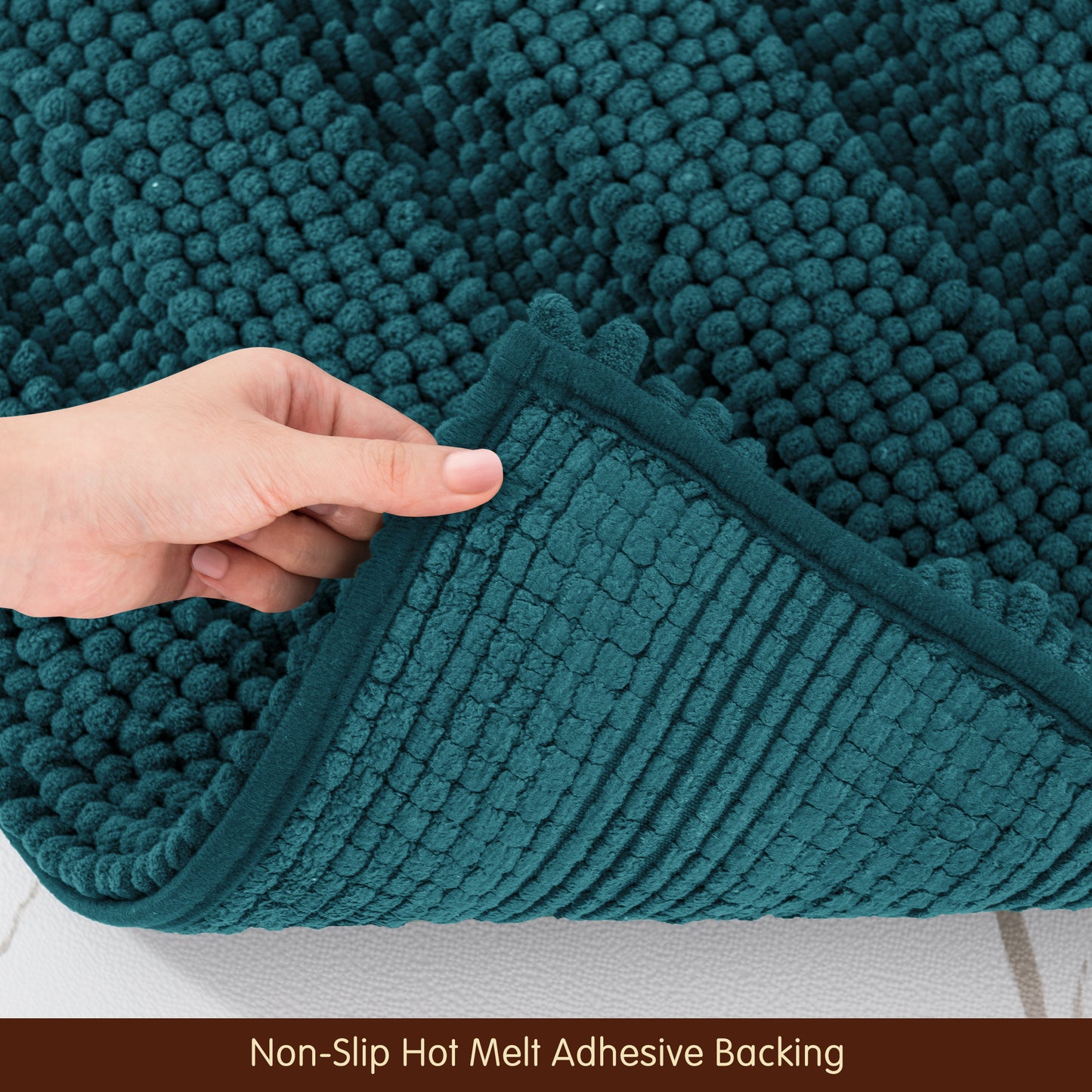 Chenille Non-Slip Bath Mat Bathroom Rugs, Soft Absorbent Shower Mat