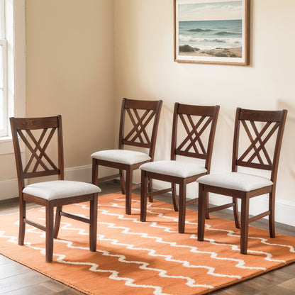 Cross-Back Dining Chairs Set of 2, Rustic Solid Wood Dining Chairs for Kitchen, Dark Walnut