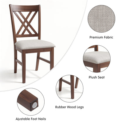 Cross-Back Dining Chairs Set of 2, Rustic Solid Wood Dining Chairs for Kitchen, Dark Walnut