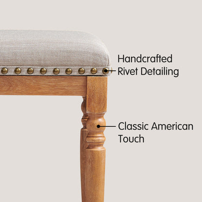 Bar Stools Set of 2, Counter Height,Upholstered Stools with Nailhead Trim, Rustic Solid Wood Frame for Kitchen & Home Bar