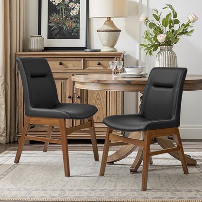Dining Chairs Set of 2, Embroidered Leather Dining Chairs for Kitchen, Dining Room, Ivory