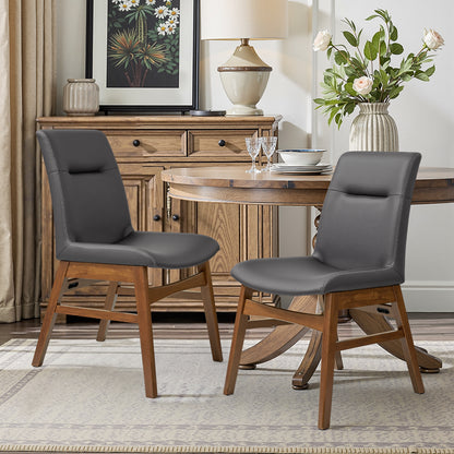 Dining Chairs Set of 2, Embroidered Leather Dining Chairs for Kitchen, Dining Room, Ivory