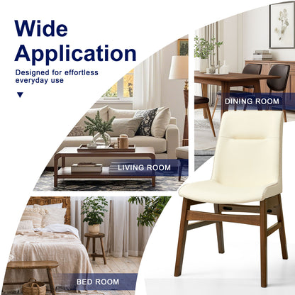 Dining Chairs Set of 2, Embroidered Leather Dining Chairs for Kitchen, Dining Room, Ivory