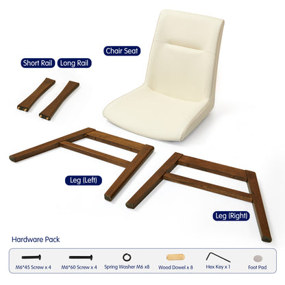 Dining Chairs Set of 2, Embroidered Leather Dining Chairs for Kitchen, Dining Room, Ivory