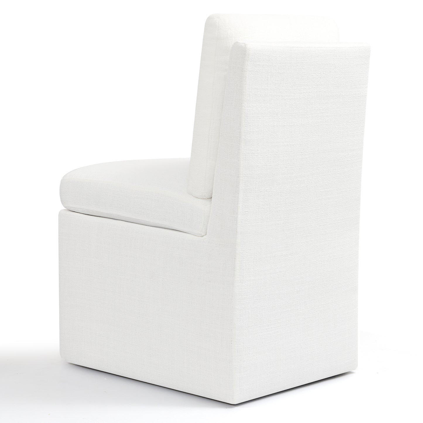 Linen Upholstered Dining Chair with Hidden Wheels, Fully Assembled Modern Armless Accent Chair