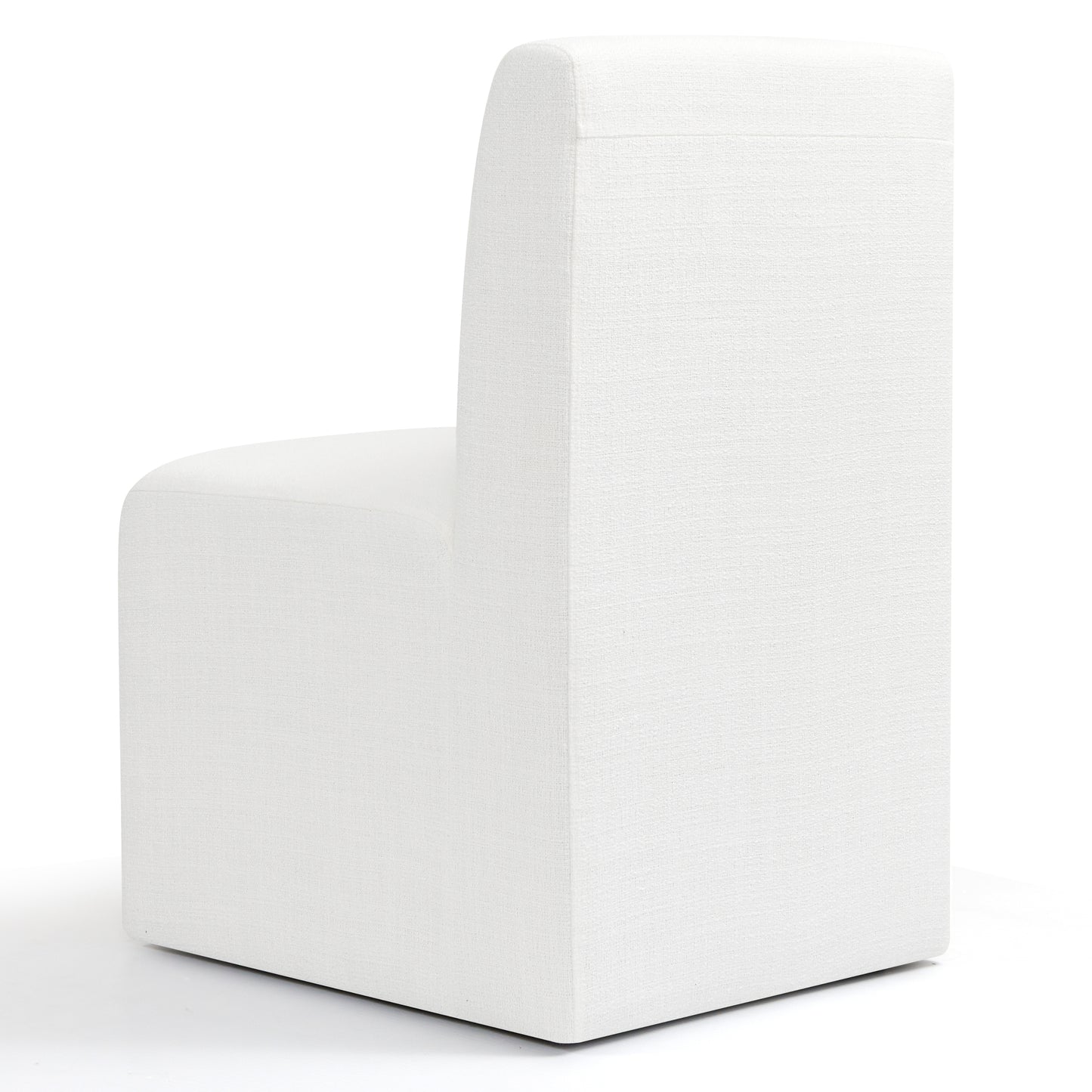 Linen Upholstered Dining Chair with Hidden Wheels, Fully Assembled Modern Armless Accent Chair