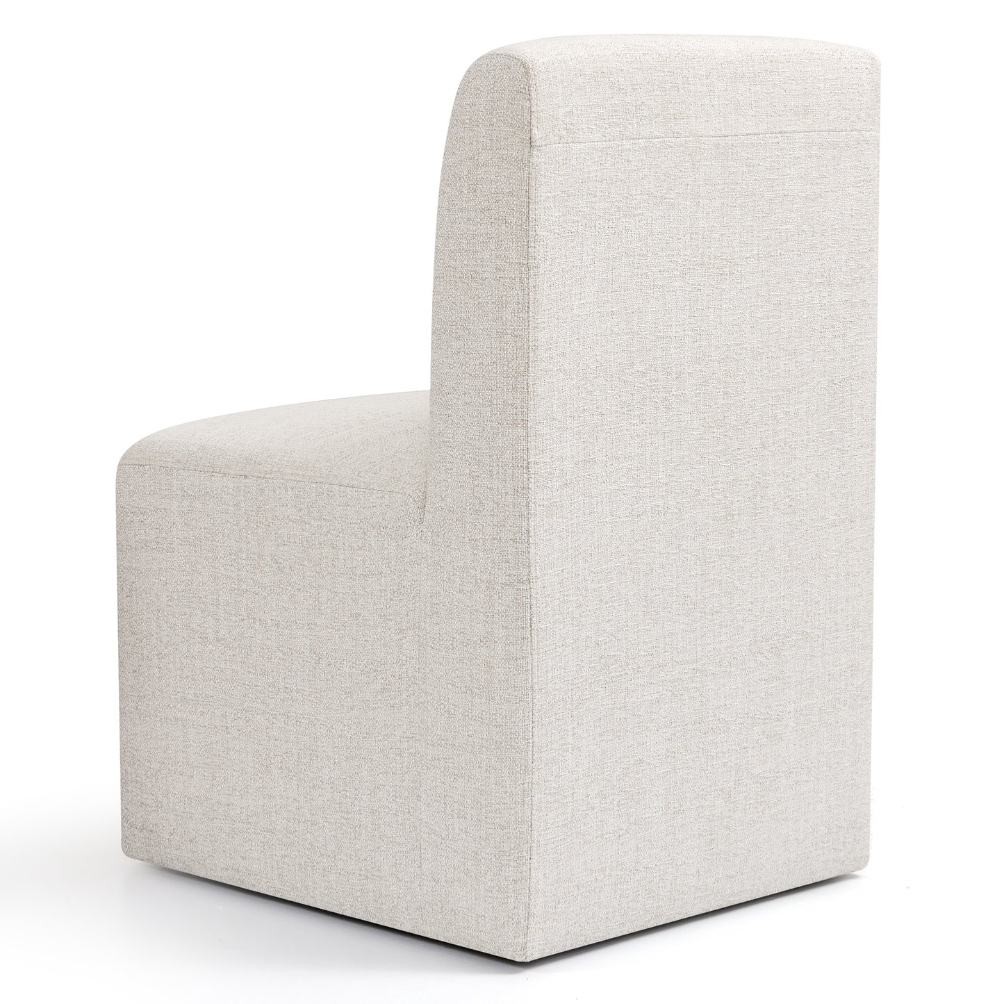 Linen Upholstered Dining Chair with Hidden Wheels, Fully Assembled Modern Armless Accent Chair