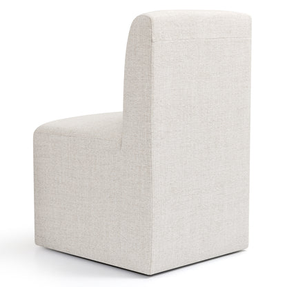 Linen Upholstered Dining Chair with Hidden Wheels, Fully Assembled Modern Armless Accent Chair