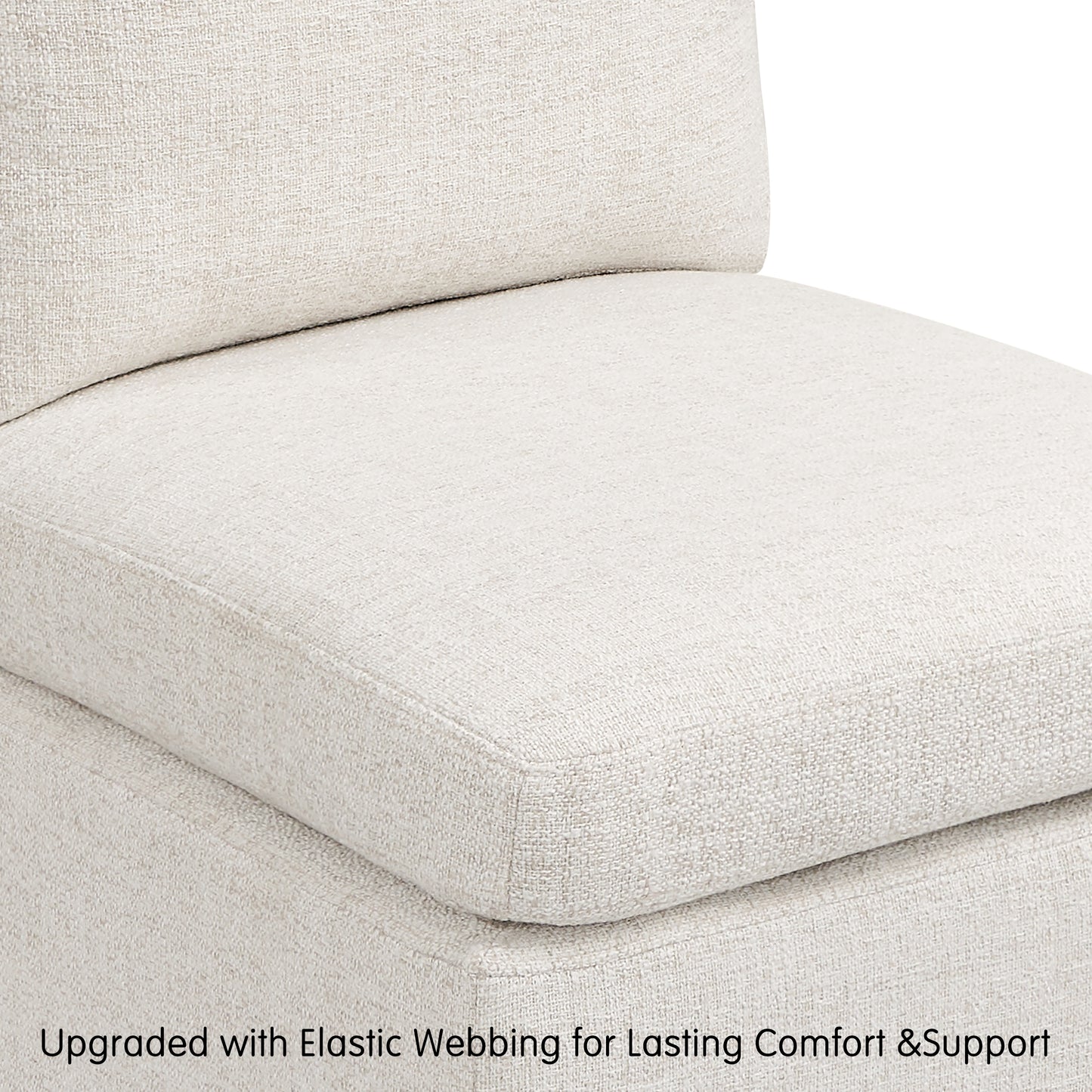Linen Upholstered Dining Chair with Hidden Wheels, Fully Assembled Modern Armless Accent Chair