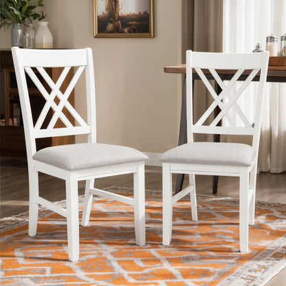 Cross-Back Dining Chairs Set of 2, Rustic Solid Wood Dining Chairs for Kitchen, Dark Walnut